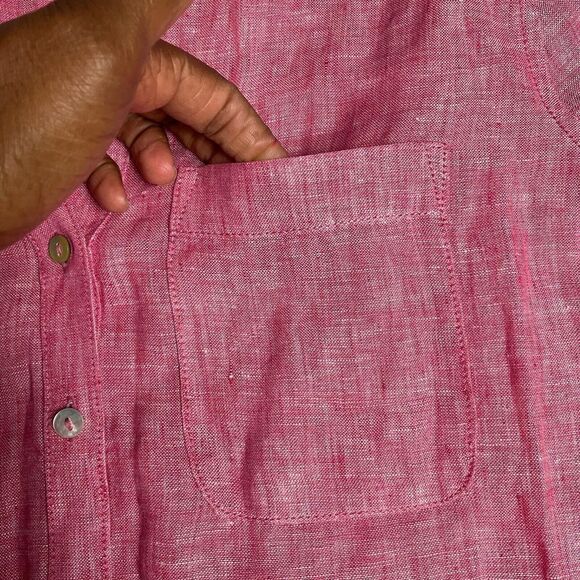 C&C California Linen Button Down Shirt Pink Long Sleeve Boyfriend Fit Top SMALL - Picture 3 of 10